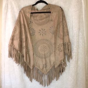 Suede Fringe Poncho